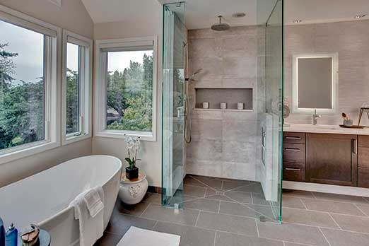 wider shower doors allow wheel chair entry