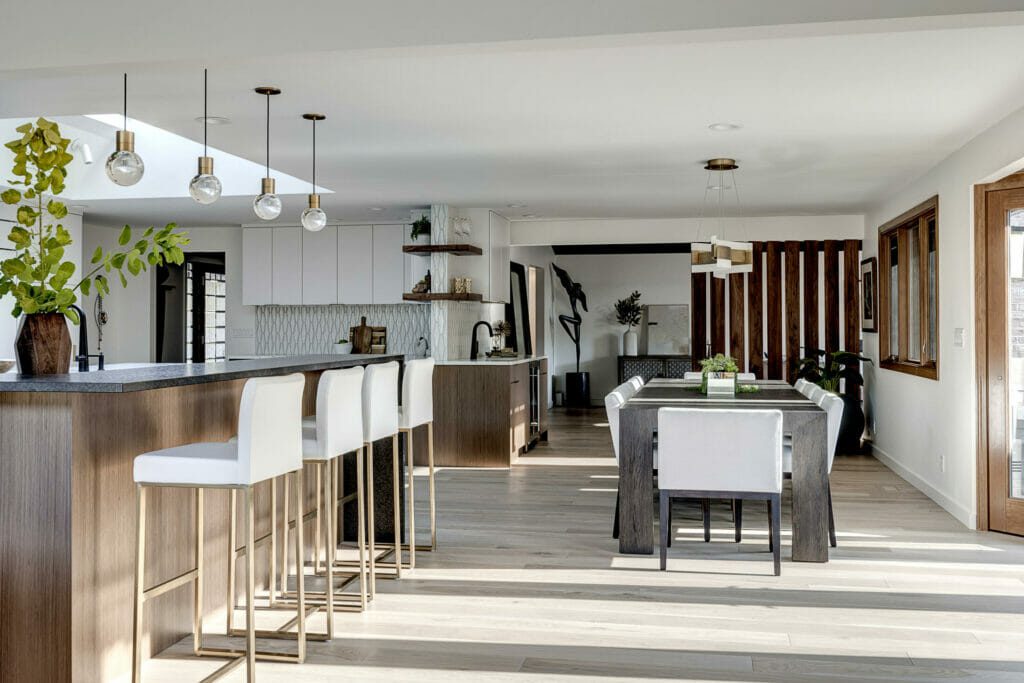 Design of kitchen and dining room open concept