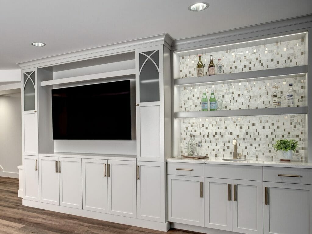 Lite-up shelves with a TV built-in