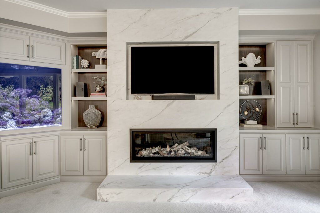 Woodinville custom kitchen and family room - Gorgeous, classic, and Modern Fireplace