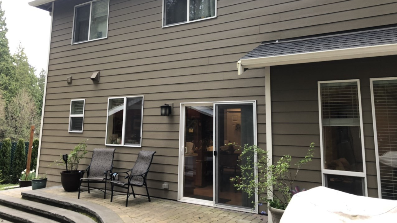 bring the outside in - before image of back yard sliding glass door